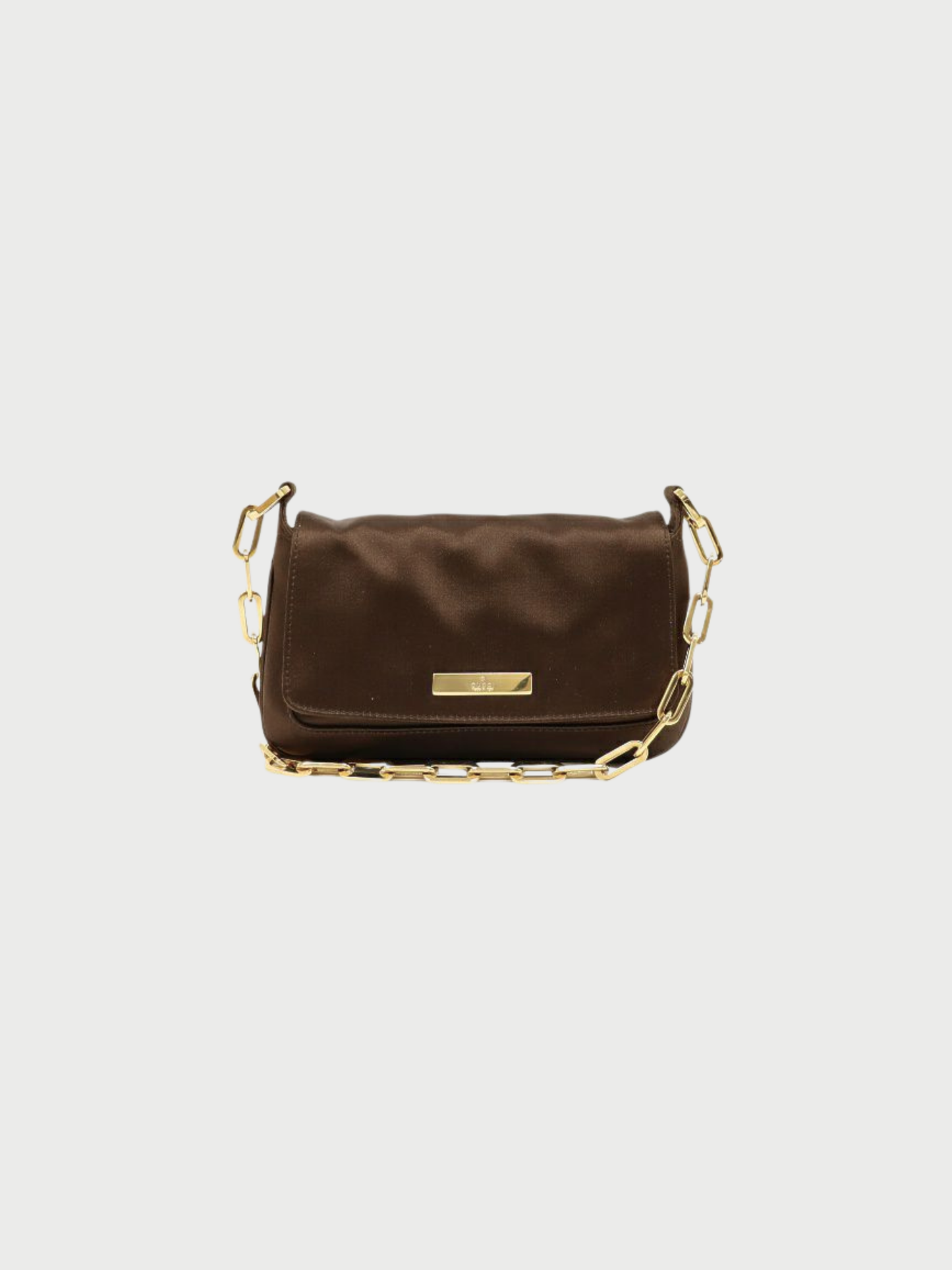 Gucci 2000s Brown Satin Chain One-Shoulder Bag