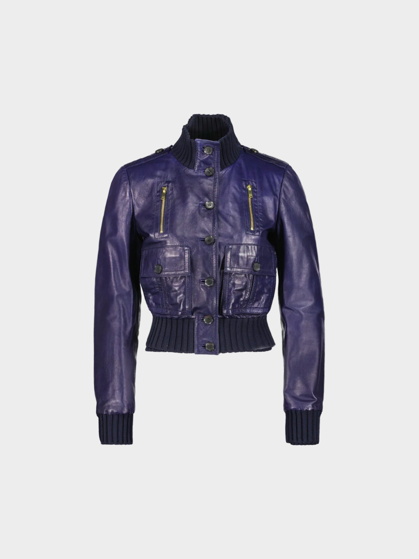 Gucci Resort 2006 Blue 'Madonna' Leather Bomber Jacket