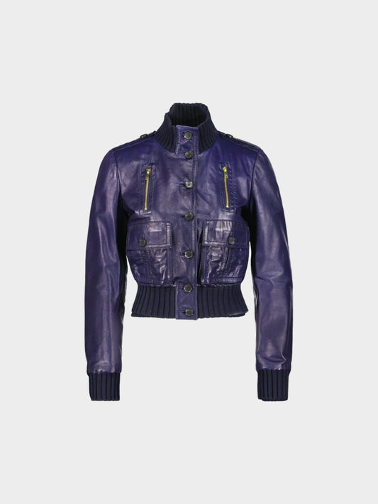 Gucci Resort 2006 Blue 'Madonna' Leather Bomber Jacket