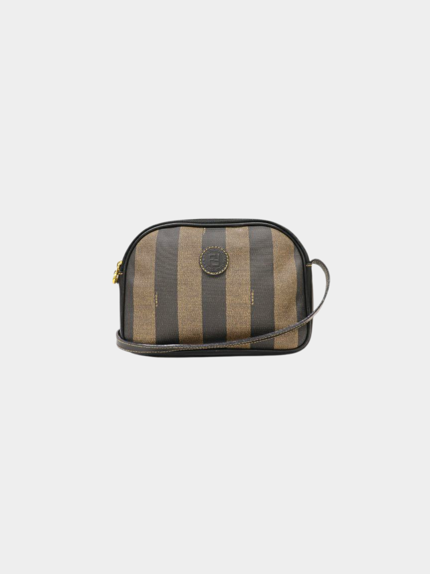 Fendi 1990s Khaki Black Pequin PVC Shoulder Bag