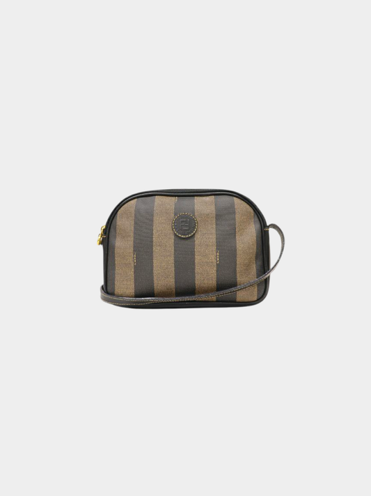 Fendi 1990s Khaki Black Pequin PVC Shoulder Bag
