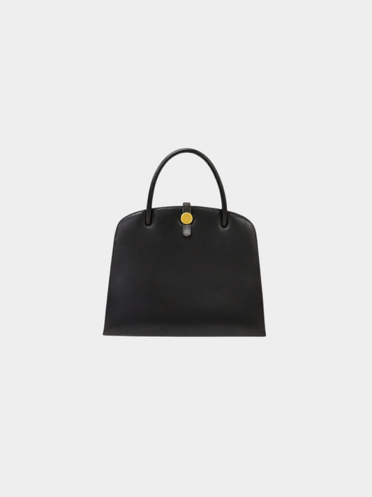 Hermès 2002 Black Dalvy MM Box Calf Bag