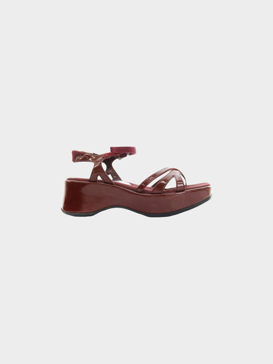 Prada Late 1990s Bordeaux Platform Sandals