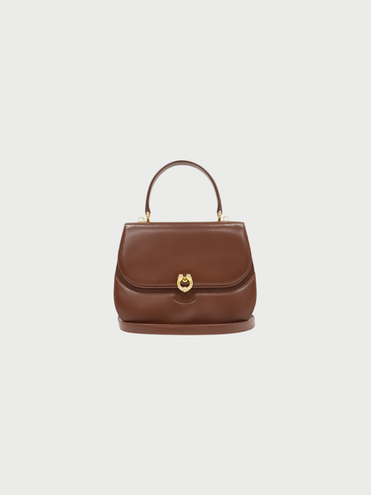 Gucci 2000s Brown Leather Horseshoe 2-Way Shoulder Bag