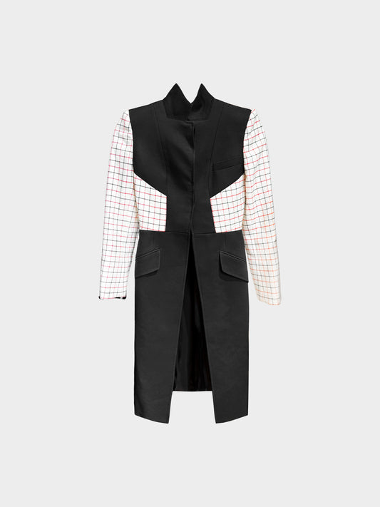 Alexander McQueen 2010s White and Black Check Print Wool Blend Jacket