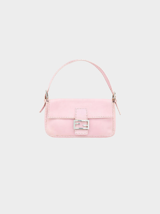 Fendi 2000s Light Pink Pebbled Leather Selleria Baguette