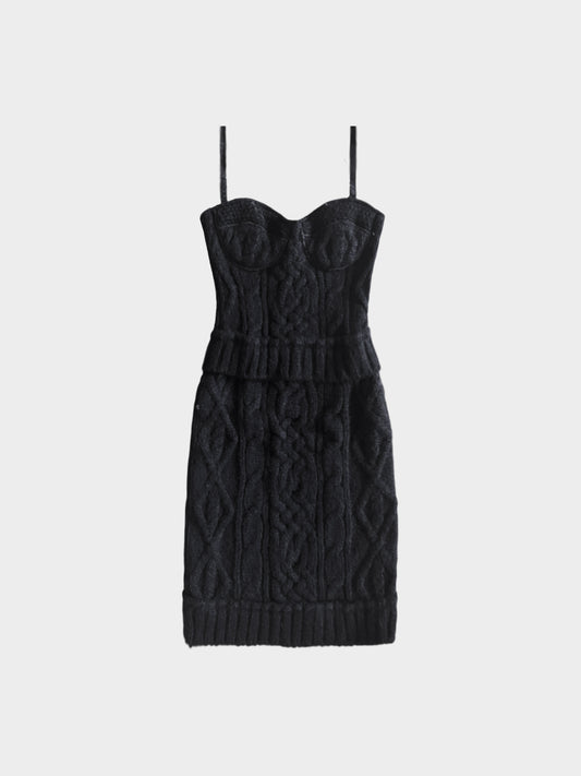 Dolce and Gabbana FW 2010 Black Knitted Bustier Dress