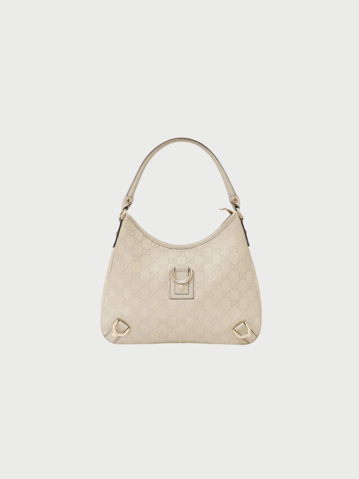 Gucci 2000s White Leather Abbey GG One-Shoulder Bag