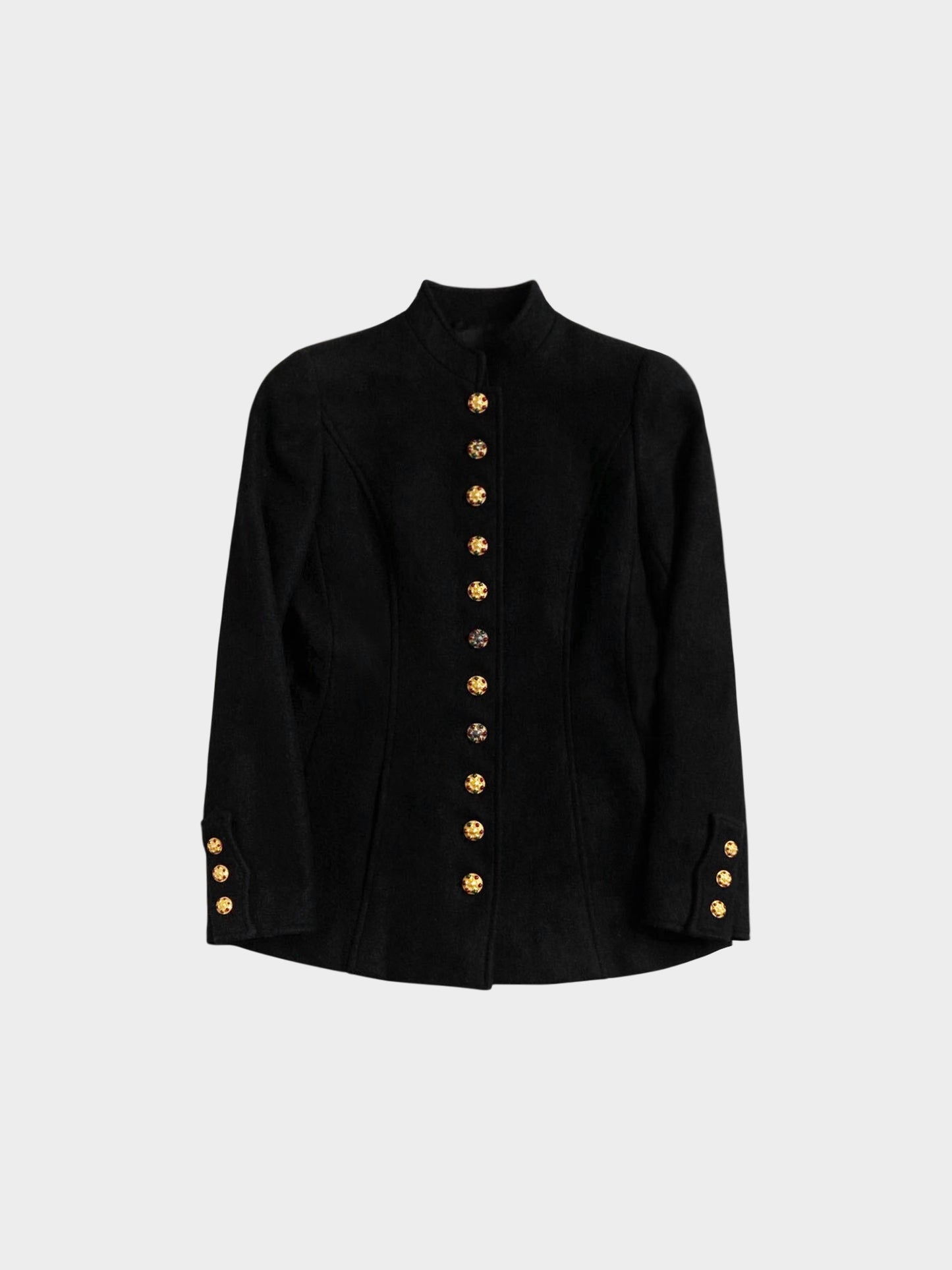 Chanel FW 1996 Black Gripoix Button Wool Jacket