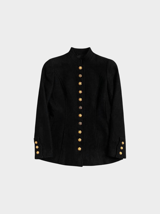 Chanel FW 1996 Black Gripoix Button Wool Jacket