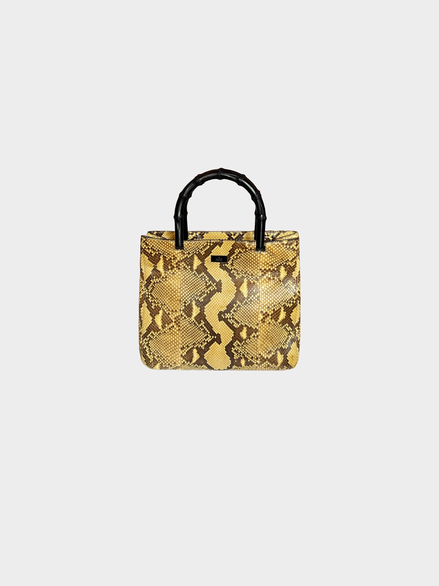 Gucci 2000s Python Leather Bamboo Top Handle Bag
