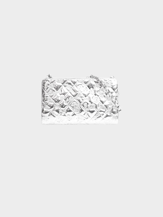 Chanel 2006-2008 Metallic Silver Patent Leather Precious Symbols Pochette
