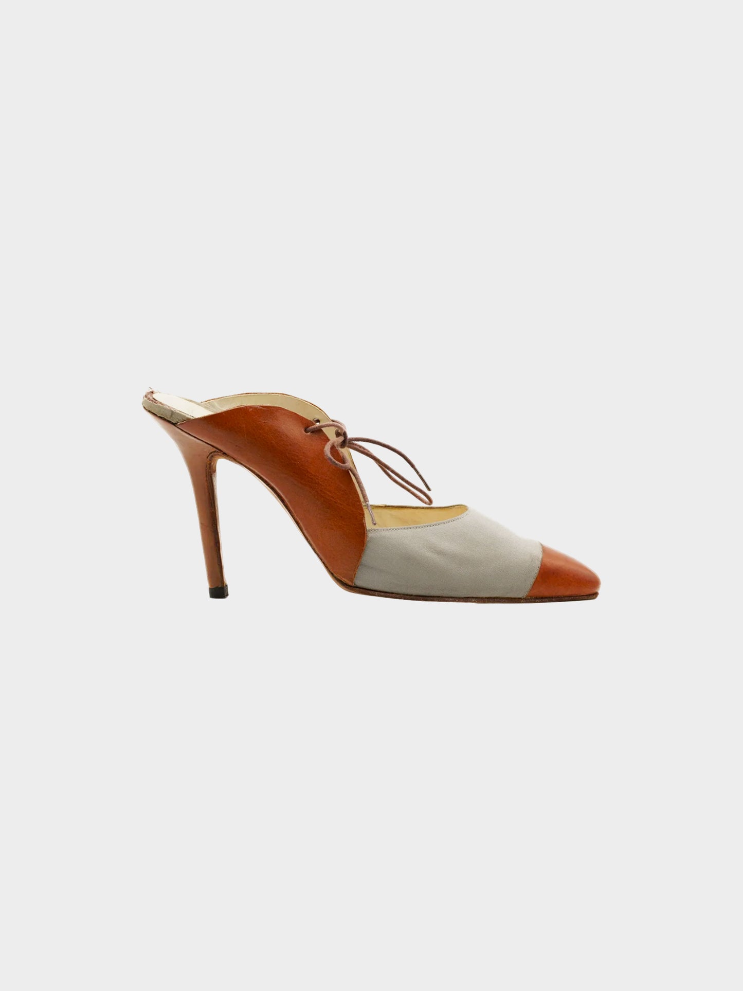Chanel by Karl Lagerfeld SS 1999 Two-tone Leather and Satin Massaro Heels