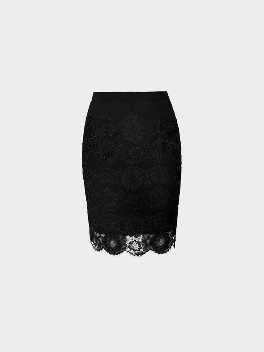 Escada 1990s Black Label Couture Lace Pencil Skirt