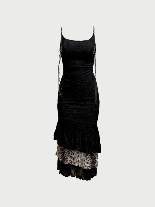 Roberto Cavalli SS 2003 Runway Black Silk-Effect Dress