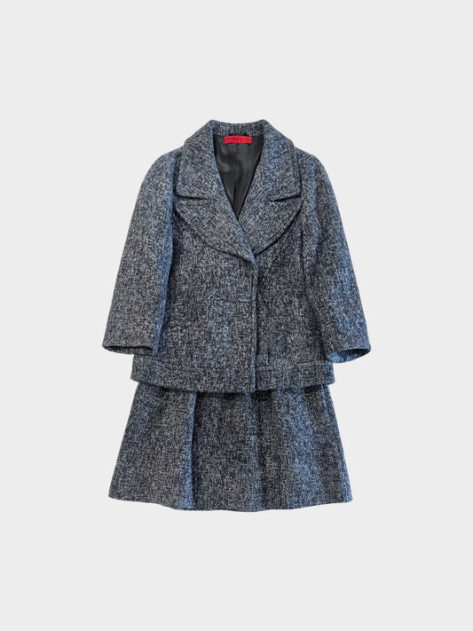 Vivienne Tam 2000s Grey and Blue Tweed Jacket and Skirt Set