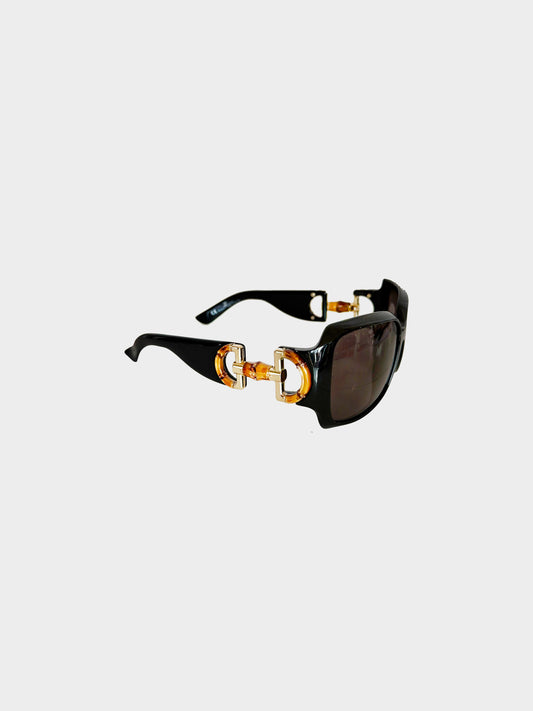 Gucci 2000s Black GG 2969/S Bamboo Horsebit Sunglasses