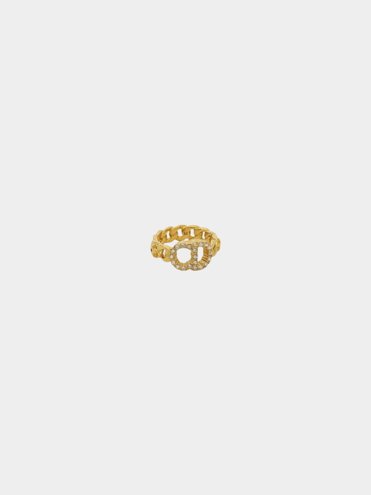 Christian Dior 2000s Gold CD Rhinestone Ring