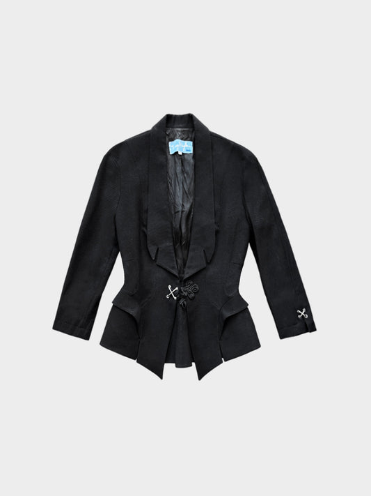 Thierry Mugler 1992 Black Sculpted Jacket with Metal Details