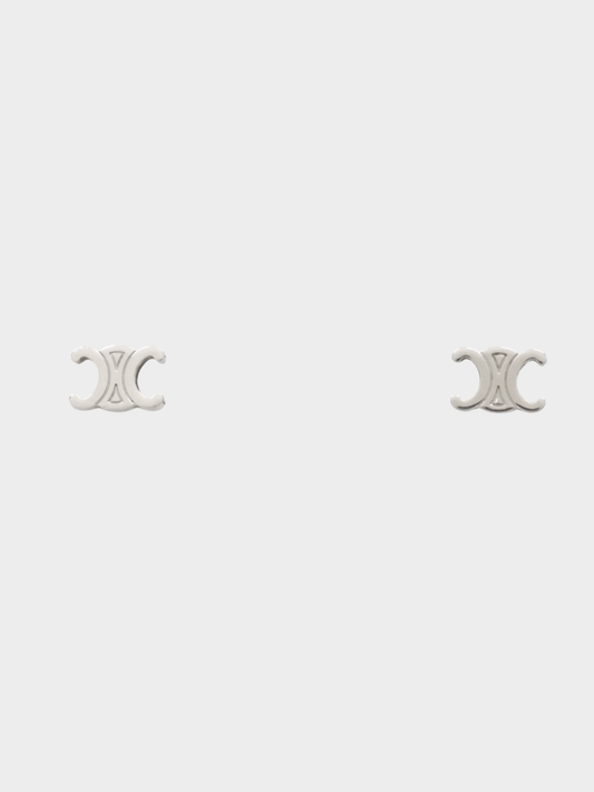 Celine 2000s Silver Triomphe Stud Earrings