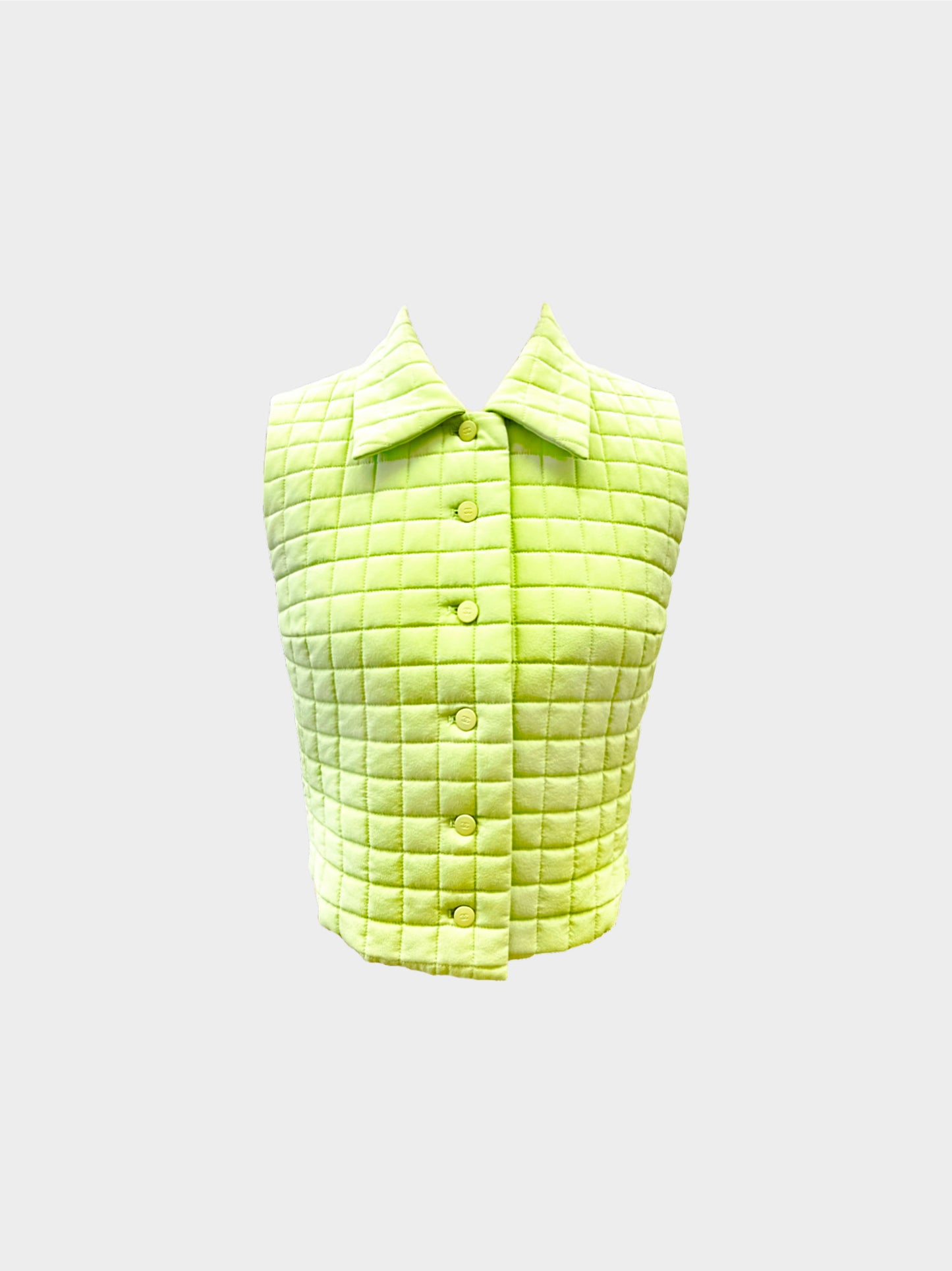 Chanel Spring 2000 Pastel Green Quilted Silk Vest