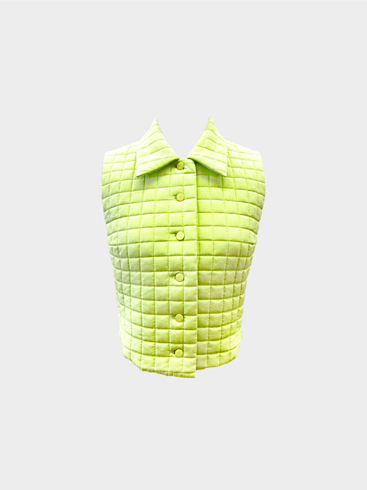 Chanel Spring 2000 Pastel Green Quilted Silk Vest