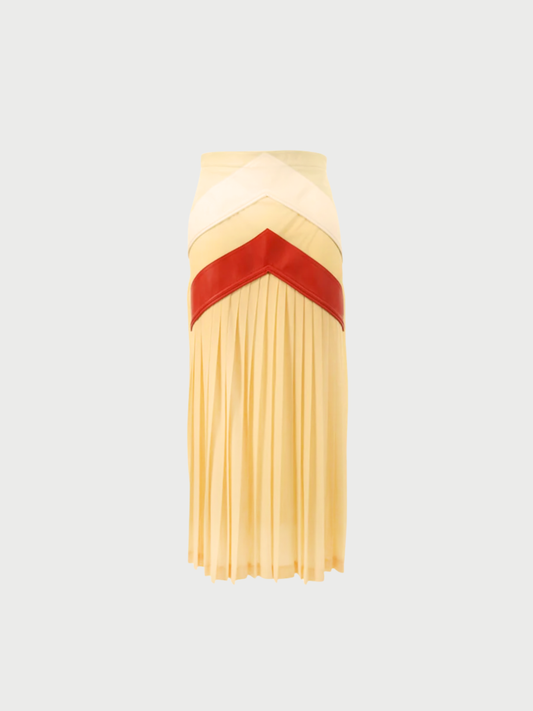Celine By Phoebe Philo  2017 Yellow Red White Polyester Silk Leather Skirt