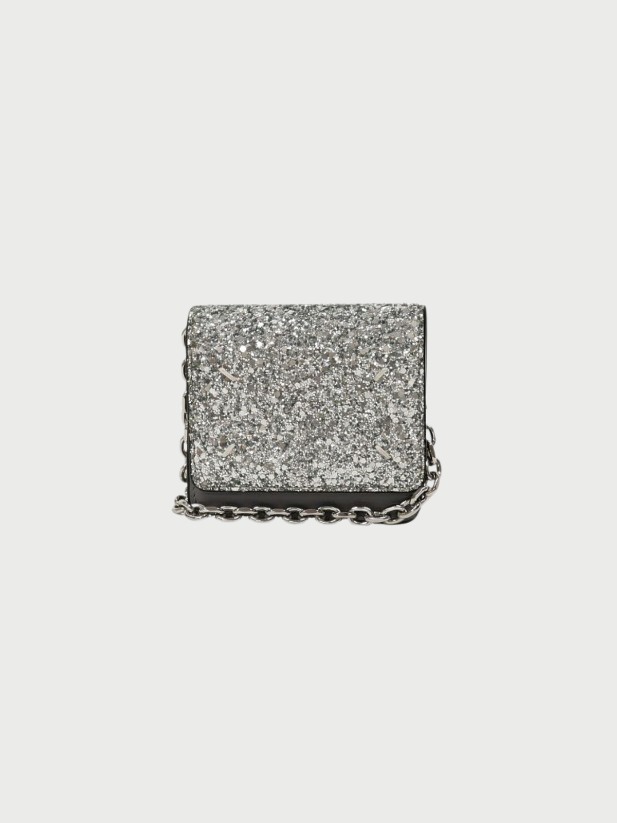 Maison Margiela 2000s Silver Green Leather Sequin 4-Stitch Chain Wallet