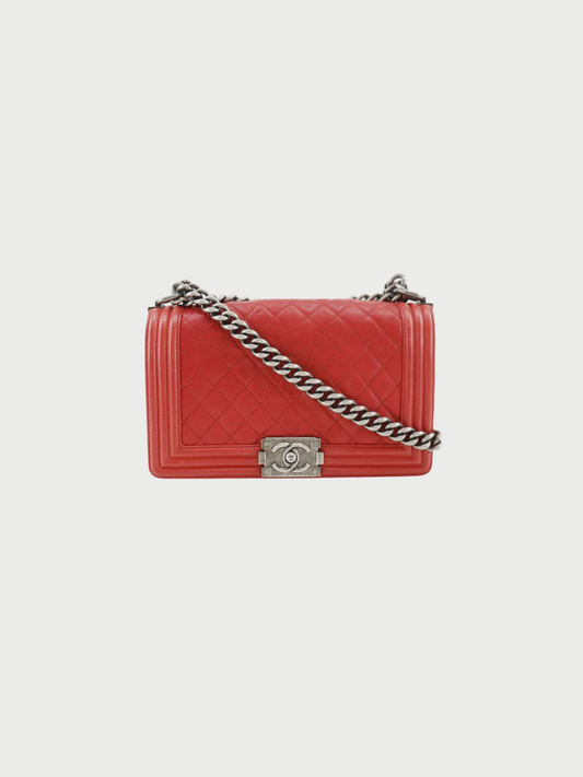 Chanel 2012 Red Leather Boy Chanel Shoulder Bag
