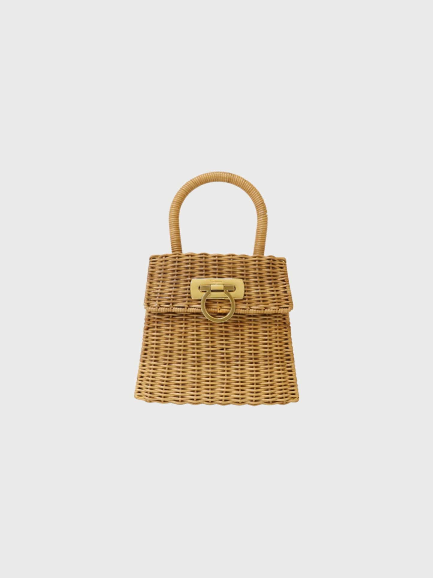 Salvatore Ferragamo 2000s Brown Plastic Canvas Gancini Basket Bag