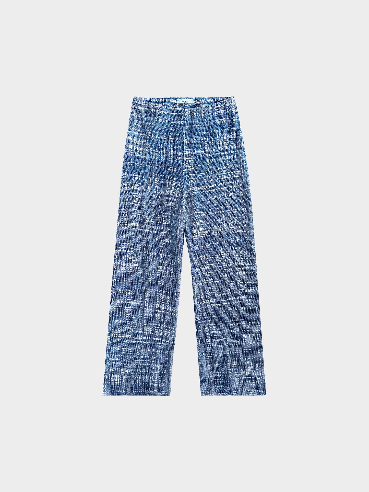 Prada 2010s Blue and White Tweed Pants