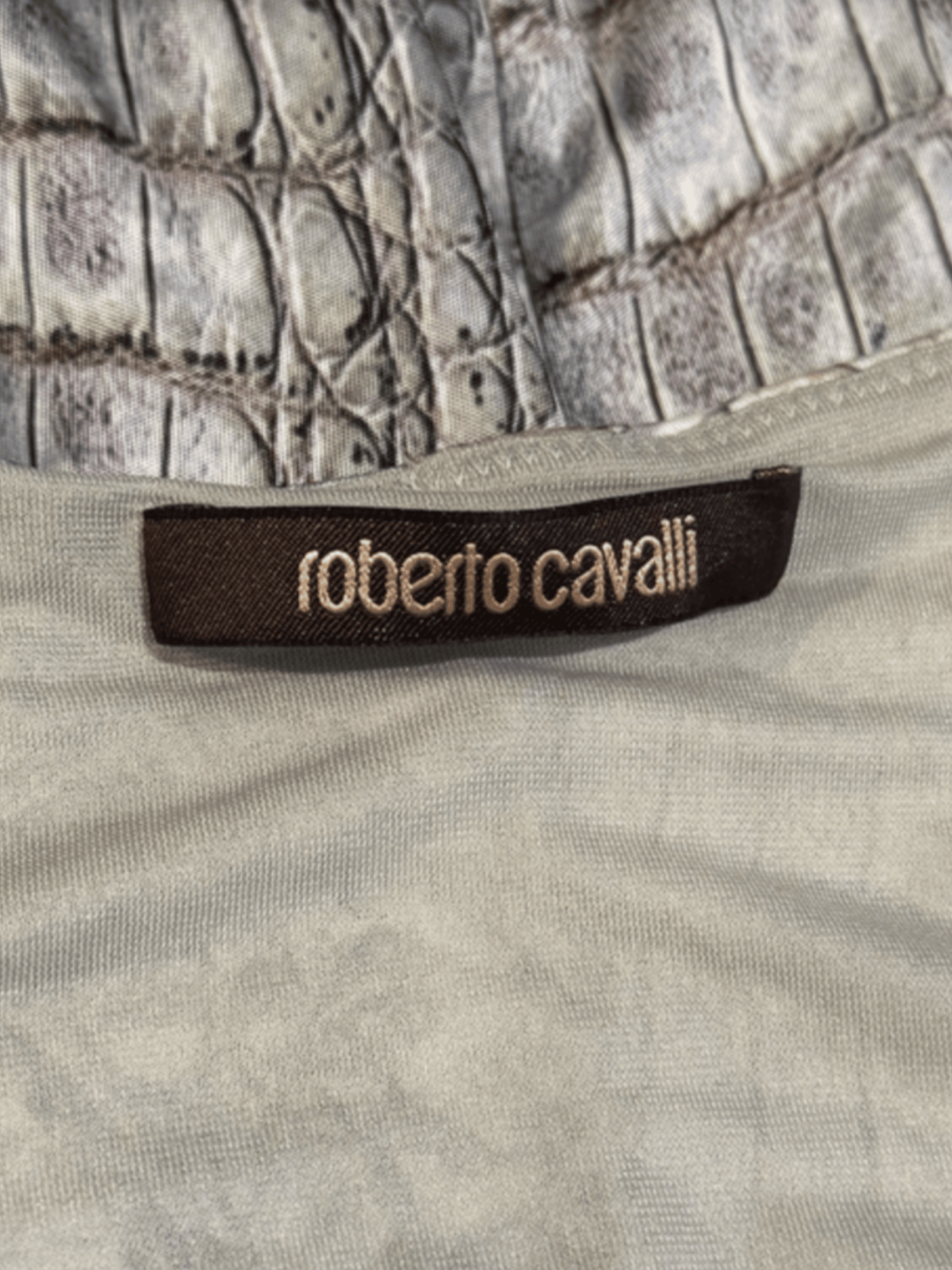 Roberto Cavalli SS 2011 Crocodile Print Halter Neck Mini Dress with Gold Detail