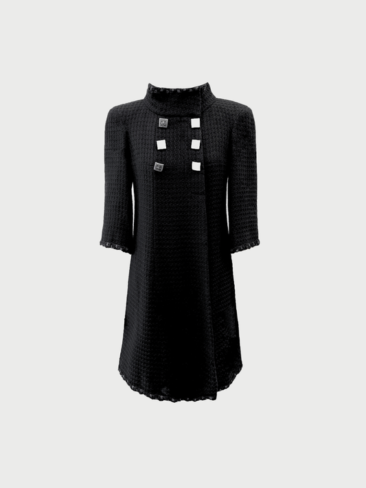 Chanel 2010s Black Wool High Neck Coat