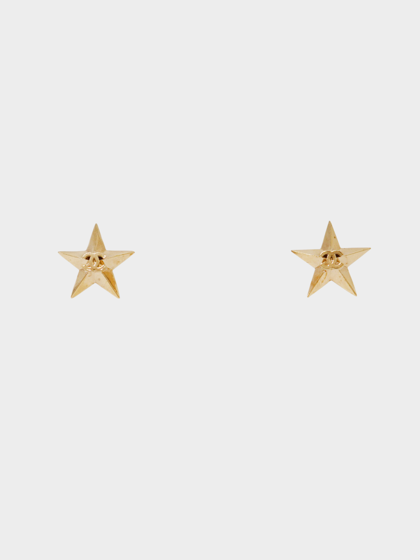 Chanel 2000s Gold Plated Metal COCO Star Ear Studs