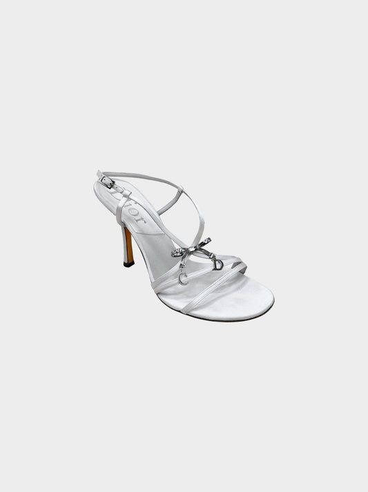 Christian Dior 2000s Silver White Satin Bow Heels
