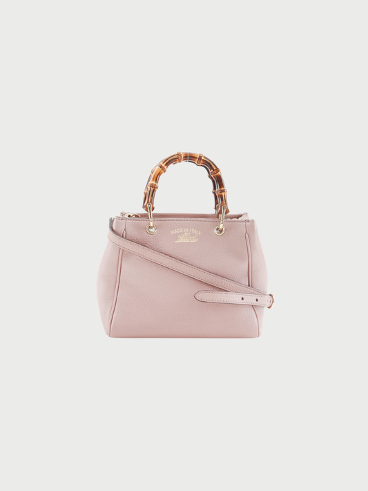 Gucci 2010s Pink Calfskin Bamboo Mini Shopper 2-Way Handbag