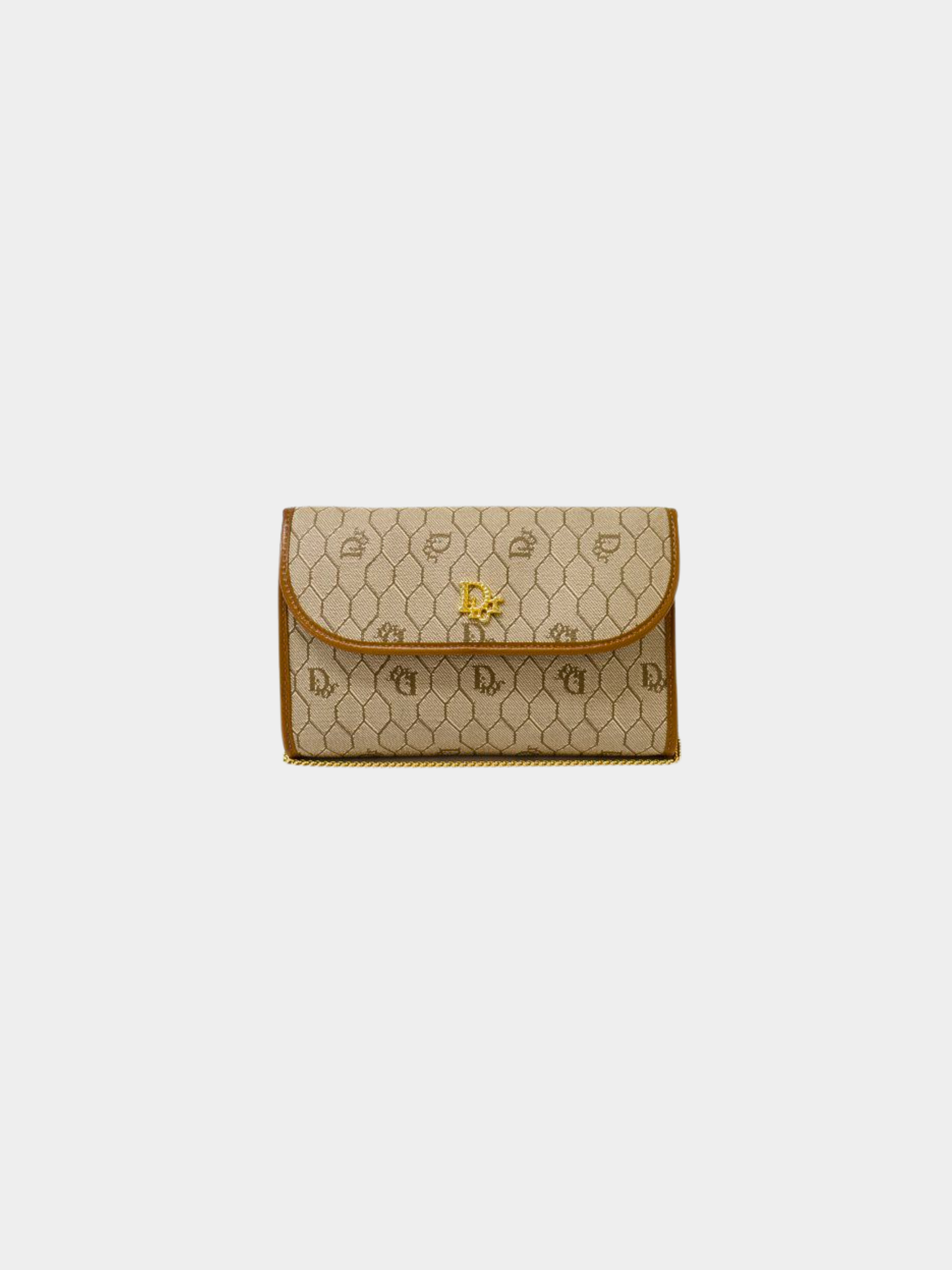 Christian Dior 2000s Beige Honeycomb PVC Chain Shoulder Bag
