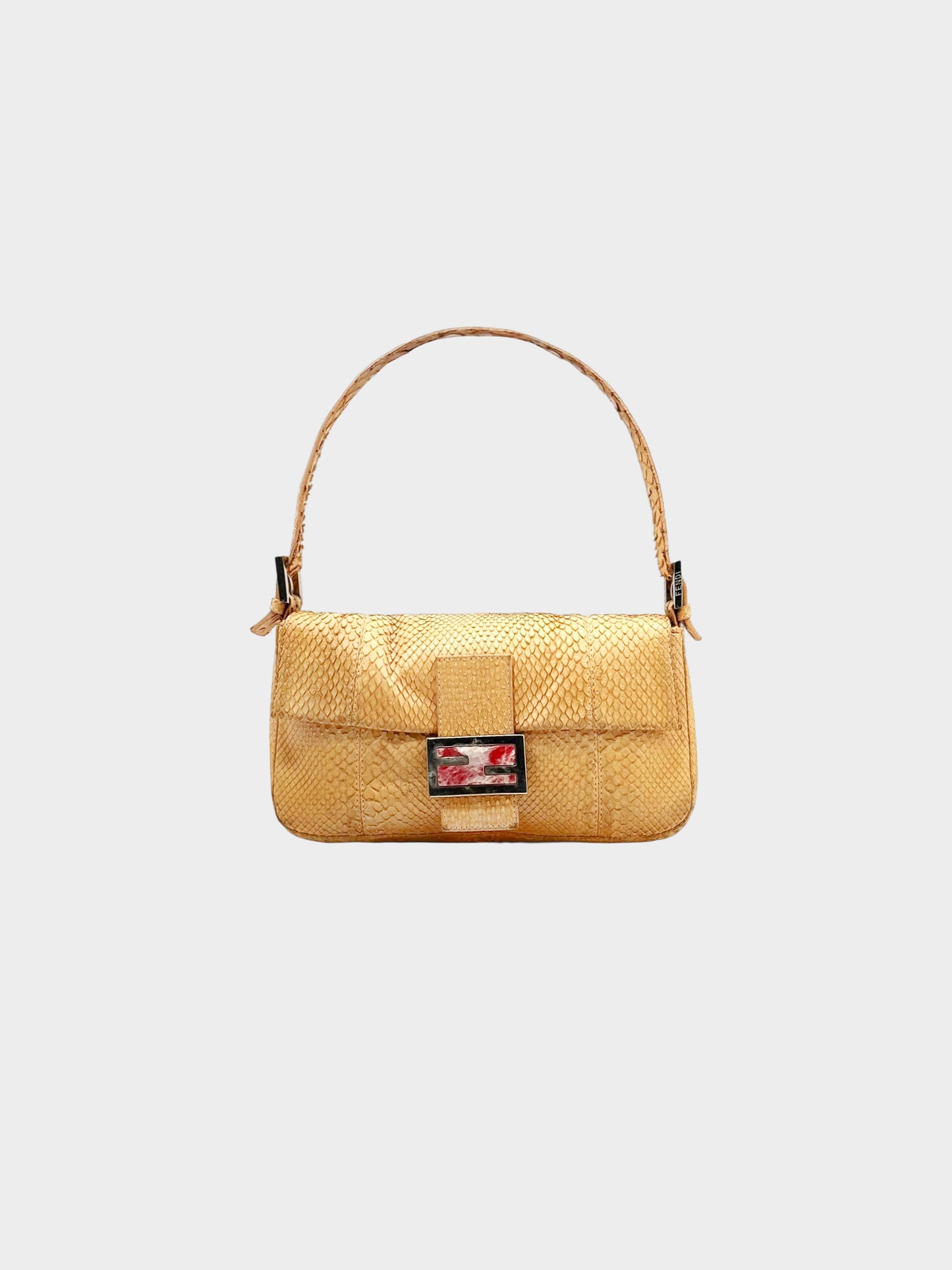 Fendi 2000s Beige Python Baguette Bag