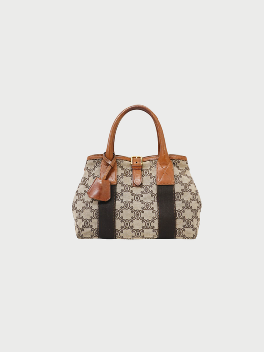 Celine 2000s Beige Brown Macadam Canvas Handbag