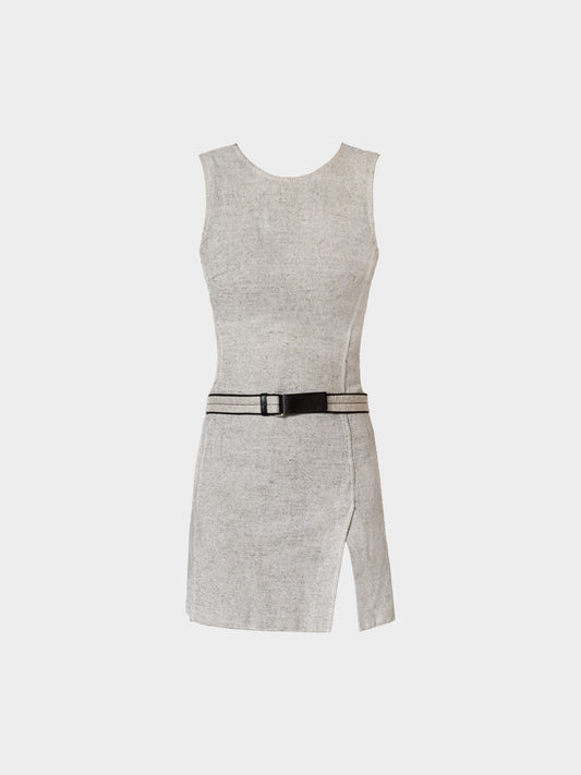 Prada 1990s Grey Cotton Belted Dress