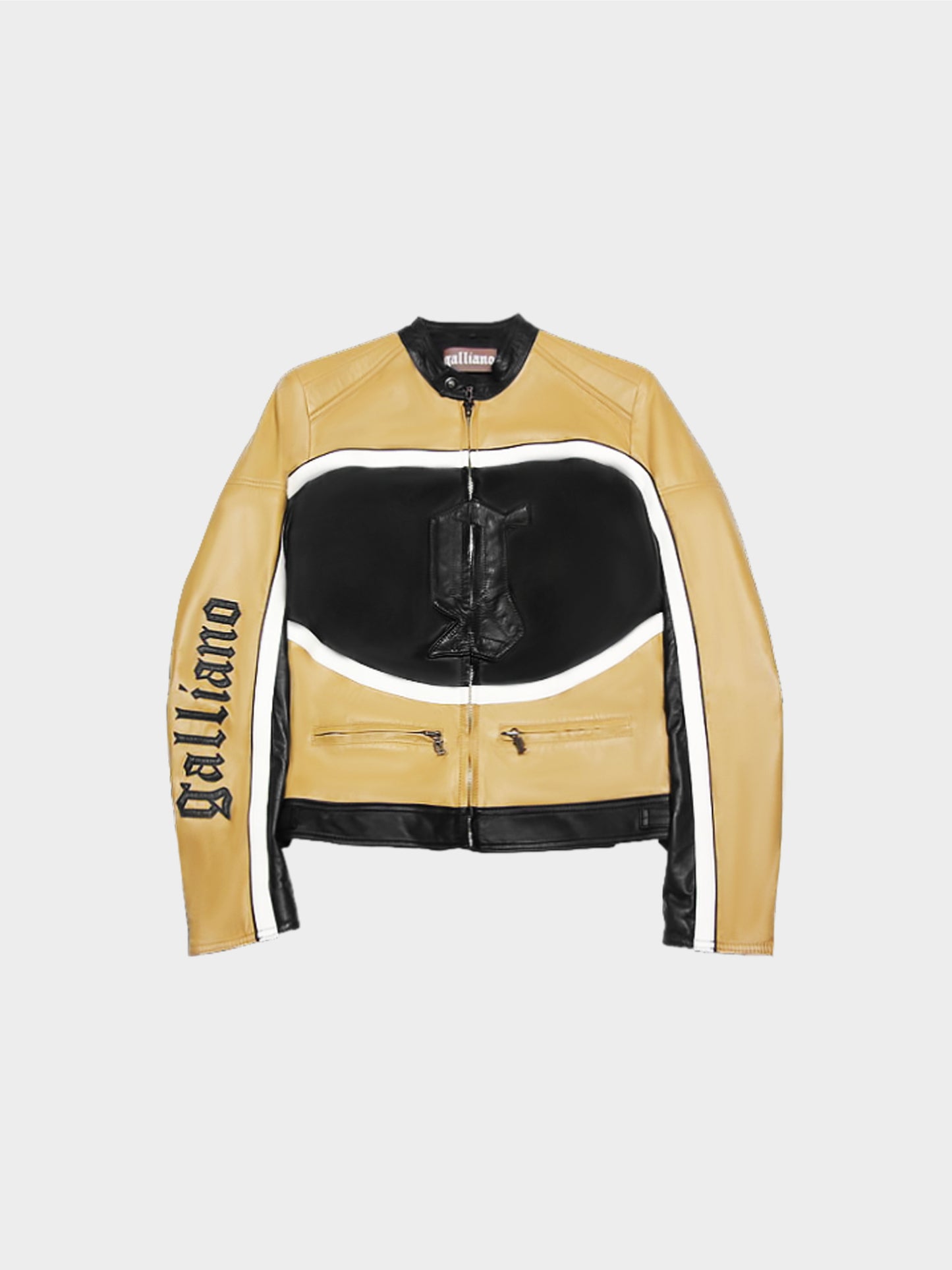 John Galliano 2000s Tri-color Rider Leather Jacket
