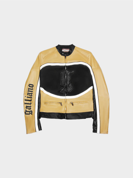John Galliano 2000s Tri-color Rider Leather Jacket