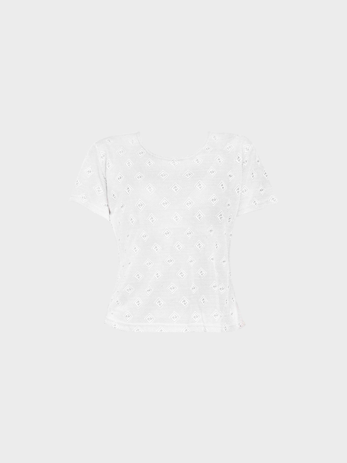 Fendi 2000s White FF Logo Knit Top
