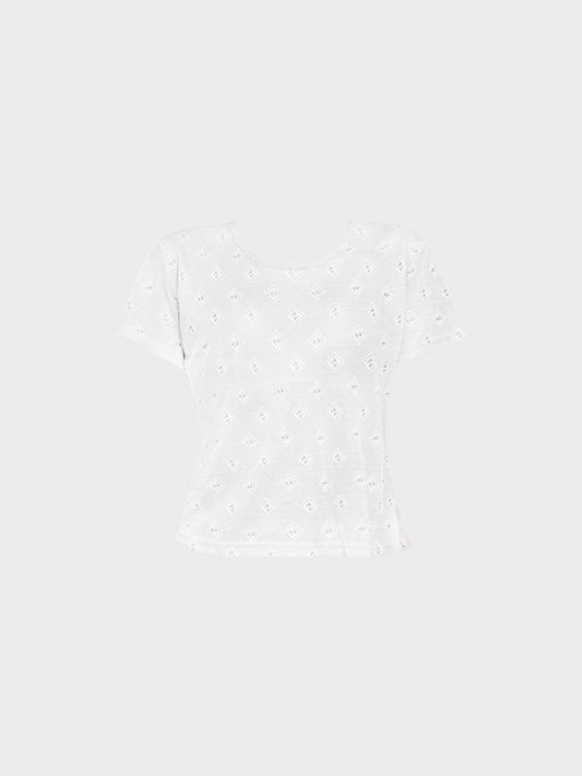 Fendi 2000s White FF Logo Knit Top