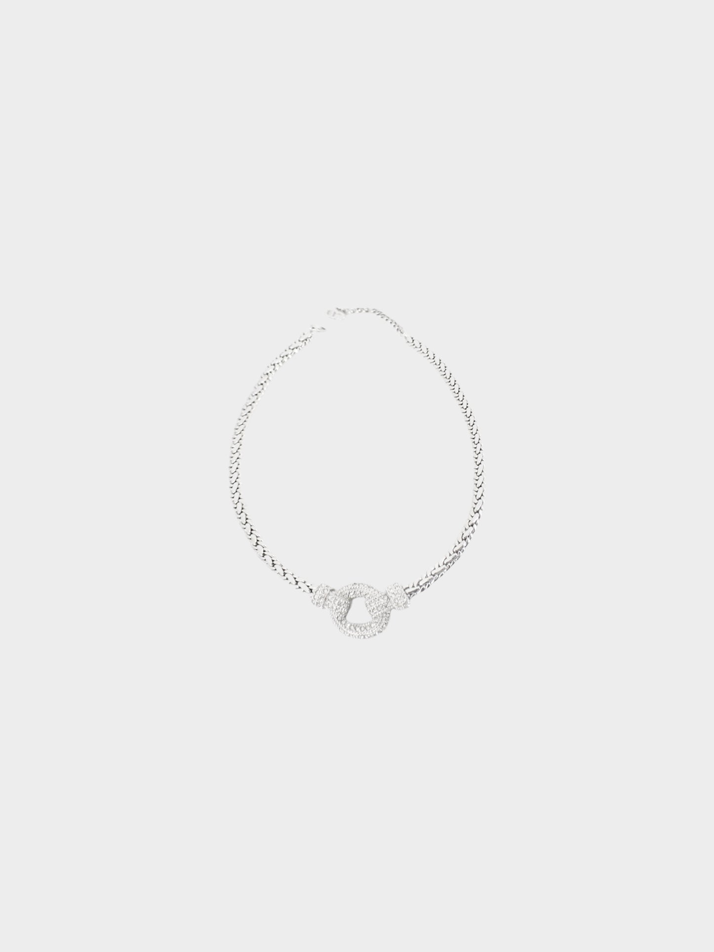 Christian Dior by John Galliano 1990s Silver Crystal Knot Choker Necklace