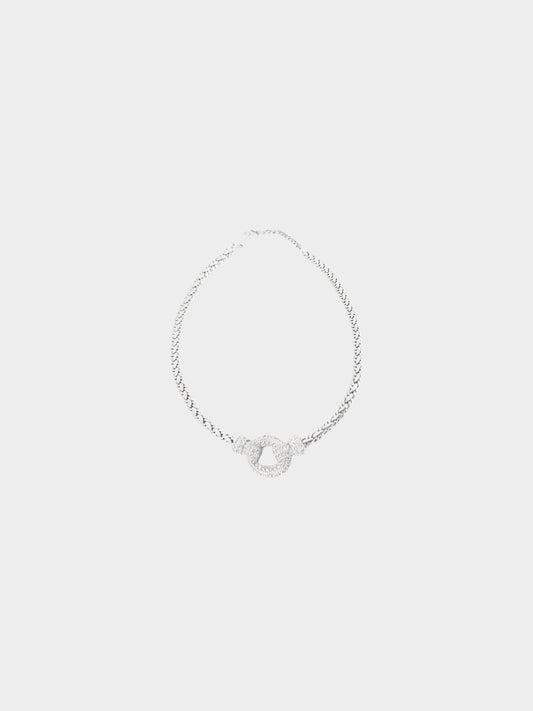Christian Dior by John Galliano 1990s Silver Crystal Knot Choker Necklace