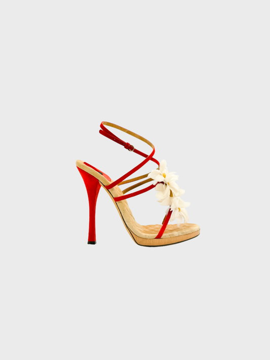 Dolce and Gabbana 2000s Red Flower Sandal