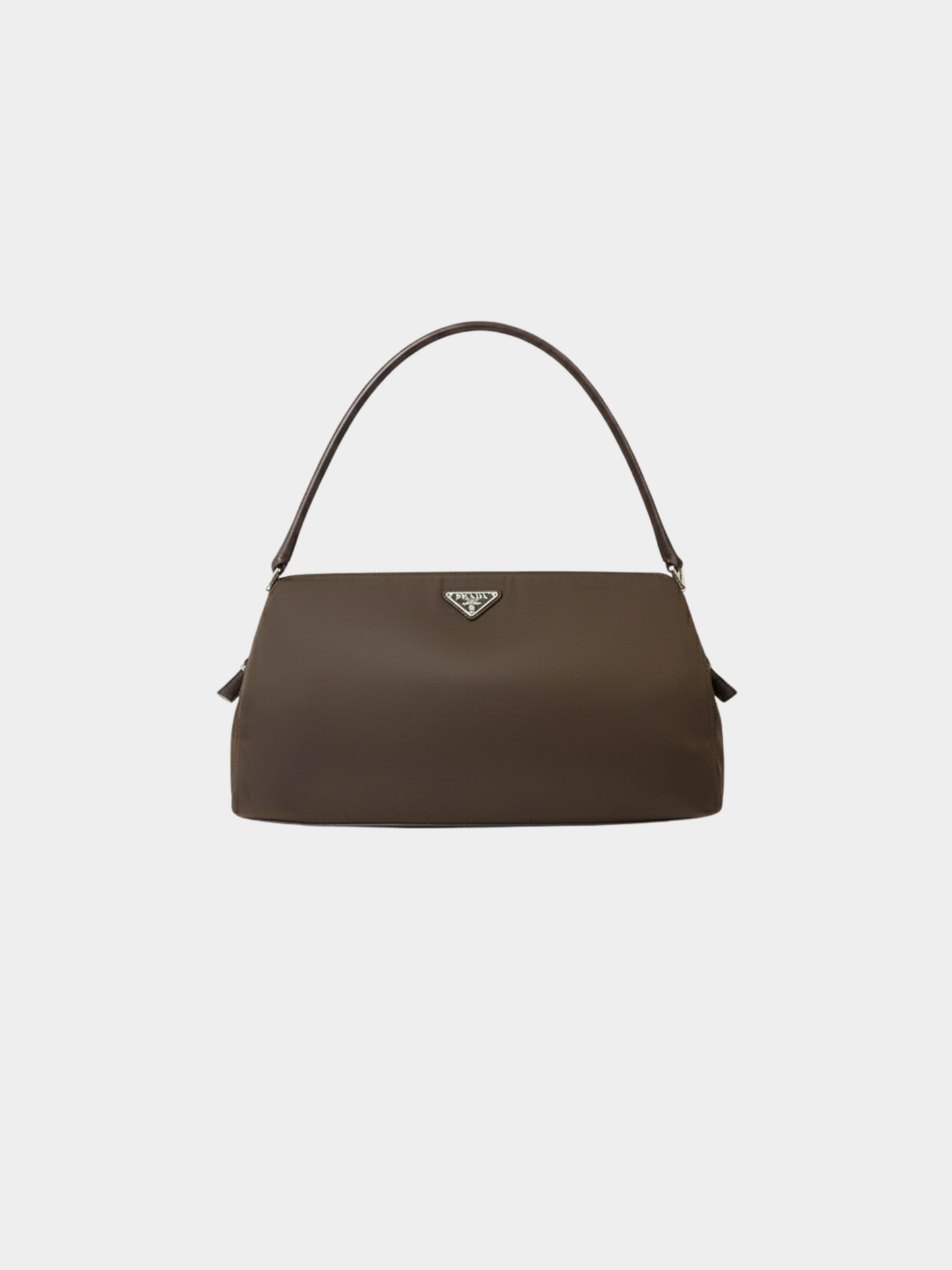 Prada 2000s Brown Nylon × Leather Triangle Logo Handbag