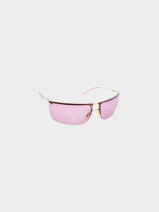 Gucci by Tom Ford Early 2000s Pink GG2653/S Half-rim Rectangle Sunglasses