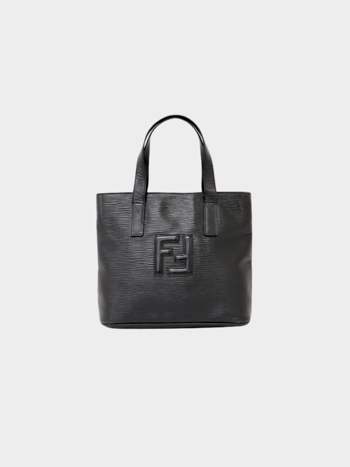 Fendi 2000s Black Leather FF Logo Handbag